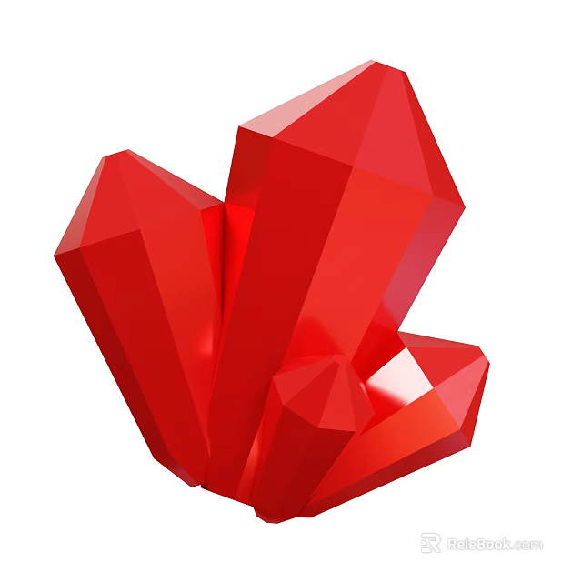 Red Polyhedral Crystal Decorative Ornament Set with Geometric Design for Home Decor 3d model 