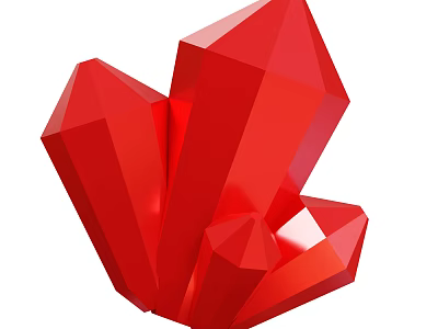 Red Polyhedral Crystal Decorative Ornament Set with Geometric Design for Home Decor 3d model