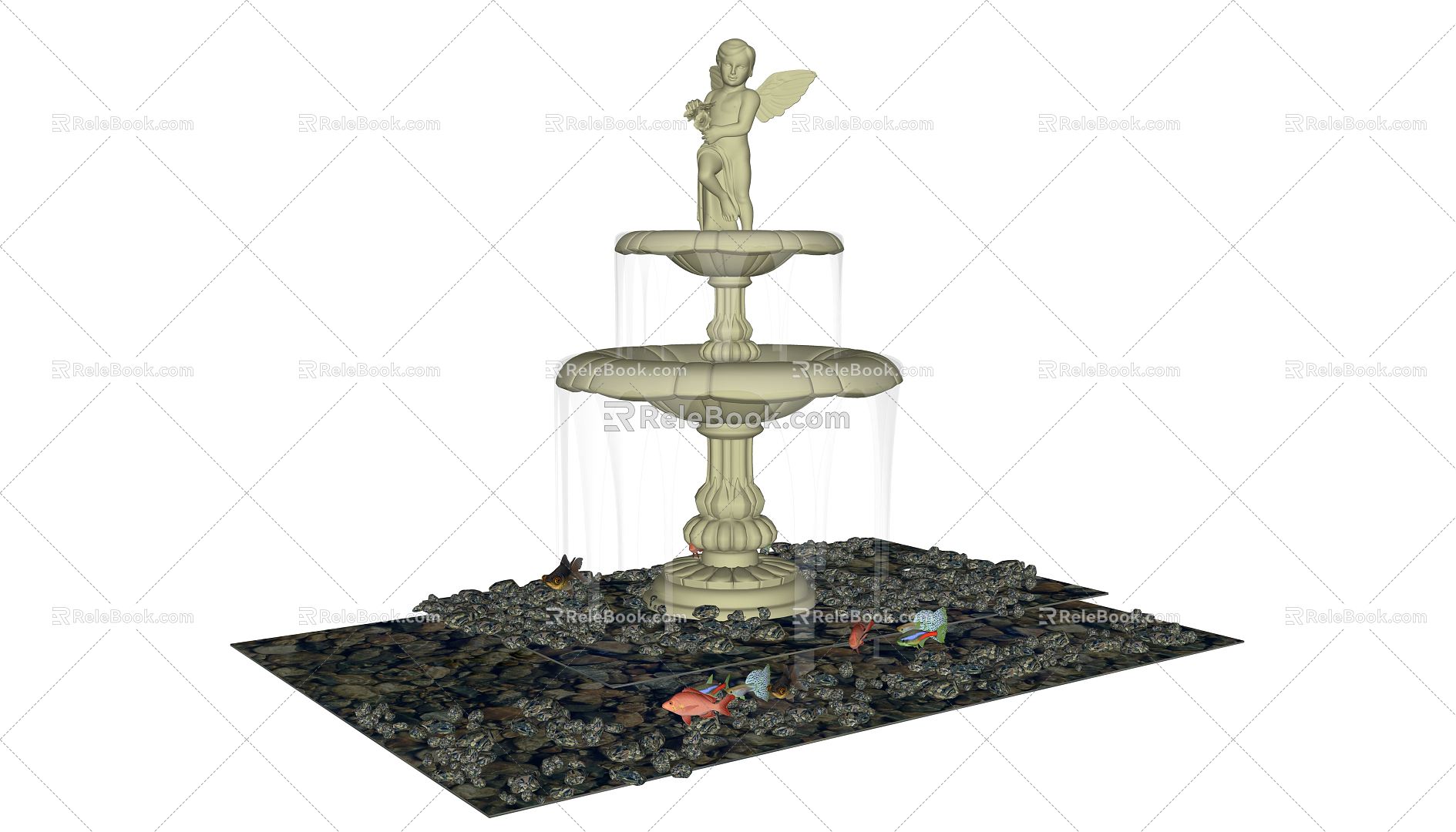 European style fountain sculpture sketch 3d model