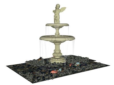 European style fountain sculpture sketch model