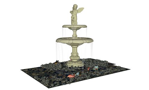 European style fountain sculpture sketch 3d model