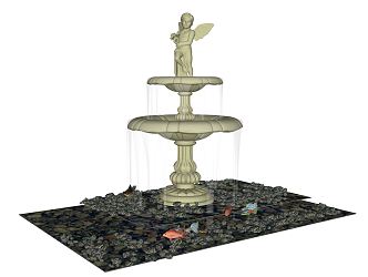 European style fountain sculpture sketch 3d model