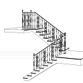 Decorative Wrought Iron Staircase Railing With Intricate Patterns And Balusters