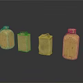 Vintage Military Canteens in Various Sizes and Green Brown Color Tones