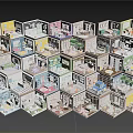 Colorful Miniature Interior Scene Models With Various Room Styles And Detailed Designs