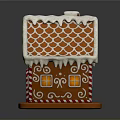 Festive Gingerbread House Design With Orange Roof White Icing Candy Cane And Striped Base