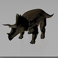 Realistic Triceratops Standing Model With Brown Skin Three Horns And Spiked Back On Gray Background