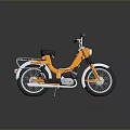 Orange Classic Motorcycle With Black Seat Chrome Accents And Glossy Reflection On Dark Surface