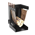 Stone Wood Firewood Storage Racks With Metal Frames And Stacked Logs