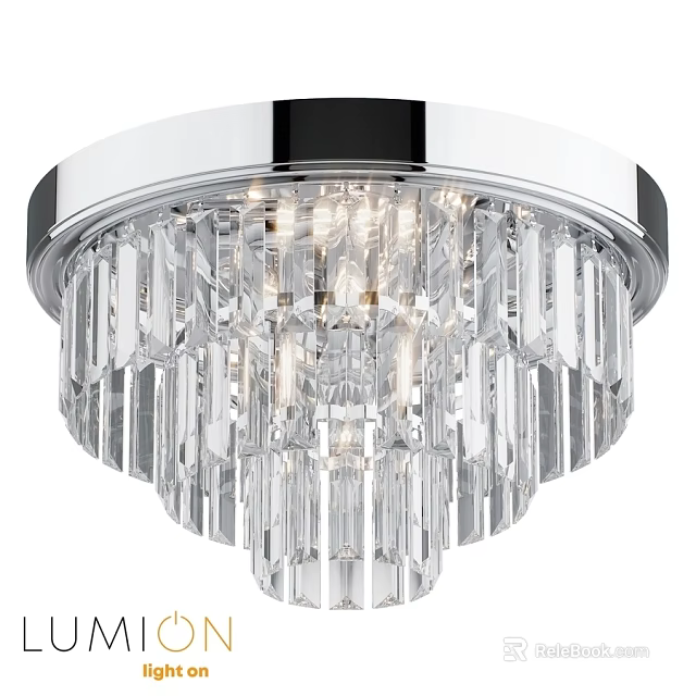 Modern Crystal Ceiling Light With Transparent Crystal Strips Metal Frame And Illuminated Design 3d model 