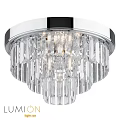 Modern Crystal Ceiling Light With Transparent Crystal Strips Metal Frame And Illuminated Design