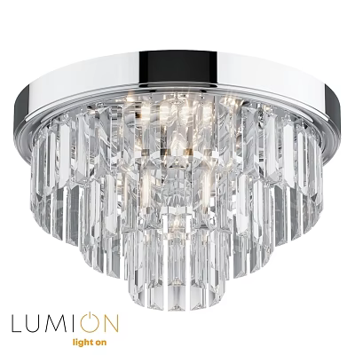 Modern Crystal Ceiling Light With Transparent Crystal Strips Metal Frame And Illuminated Design 3d model