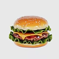 Delicious Hamburger With Sesame Seed Bun Fresh Lettuce Juicy Patty Melted Cheese And Sauce