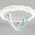 Cloud Shaped Kids Room Ceiling Light with Star Patterned Interior and Blue Brackets