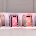 Pink Themed Photo Check In Spots With Arched Frames And Phone Displays