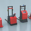 Modern Red Electric Industrial Equipment Forklift Trucks With Black Frames And Control Panels