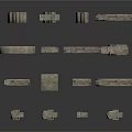 Ancient Stone Architecture Structural Components With Arches Columns And Carved Textures