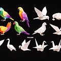 Colorful Origami Parrot White Dove Crane Decorative Bird Ornaments For Home