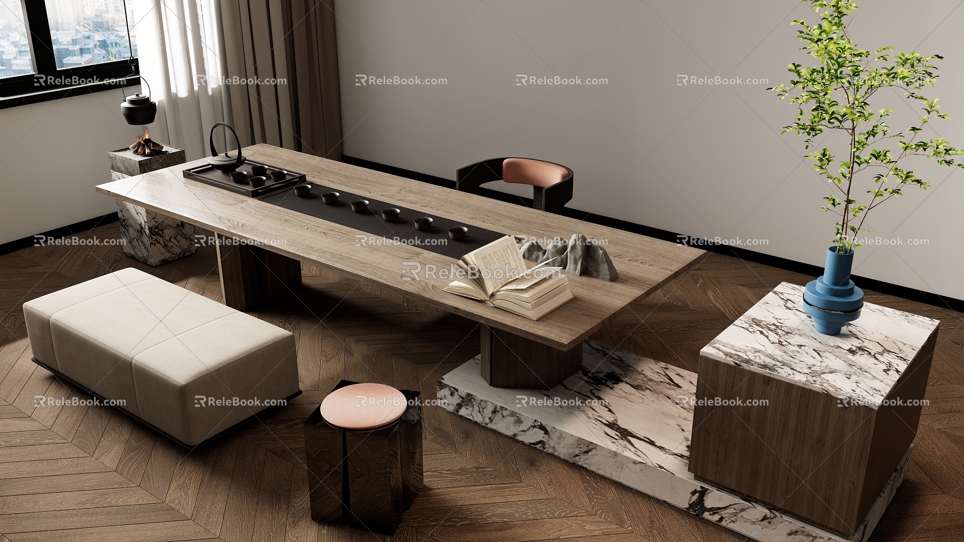 New Chinese Tea Table and Chair Combination Tea Table Tea Table and Chair Tea Table 3d model