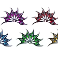 Vibrant Petal Shaped Decorative Artworks In Purple Red Blue Green Yellow Colors