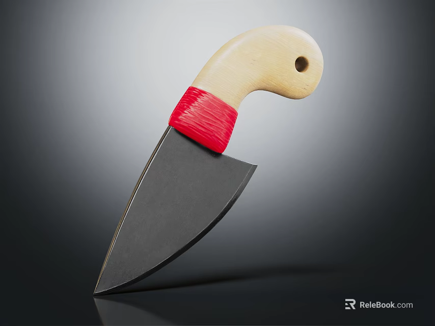 Small Utility Knife Featuring Black Blade Light Handle And Red Wrapped Section 3d model