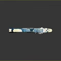 Blue And White Camouflage Pistol With Metallic Accents And Detailed Body Design