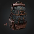 Vintage Leather Backpack With Multiple Straps And Classic Design Features 3d model