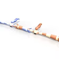 Long Articulated Toy Structure With Blue Orange Segments And Joints