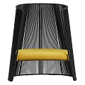 Modern Leisure Chair with Black Mesh Frame and Yellow Cushion