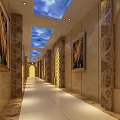 Modern SPA Sauna Interior With Beige Walls Wooden Slat Ceiling And Tiled Floor