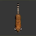 Stuffed Tiger Plush Toy With Orange Black Stripes Standing On Dark Reflective Surface