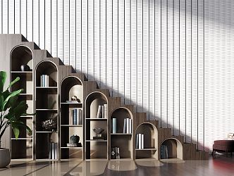 Modern Stair Cabinet Stair Decoration Bookcase Combination 3d model