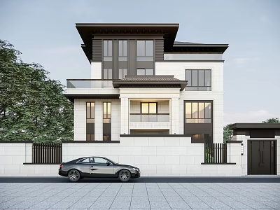 New Chinese-style single-family villa rural self-built house homestay building 3d model