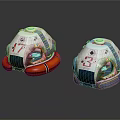 Two Helmet Like Devices Featuring Number 17 And 3 White Red Reflective Design