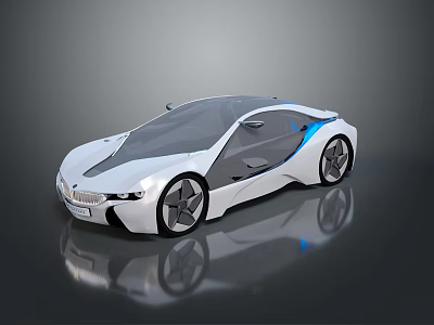 Futuristic Concept Car With Sleek White Body Blue Accents And Unique Wheels 3d model