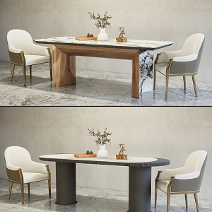 Light Luxury Dining Table and Chair Combination Dining Table and Chair 3d model