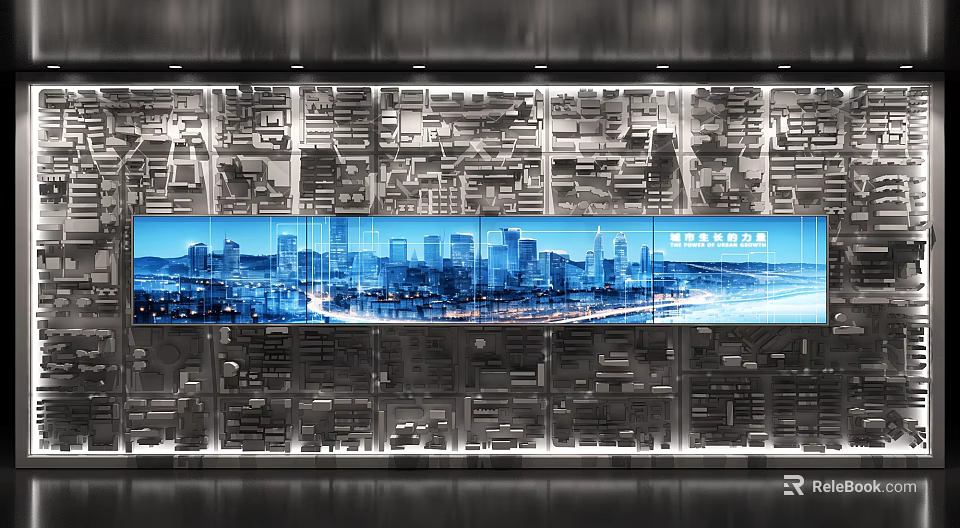 Modern Glass Facade Building Exterior With City Night View And Decorative Lighting Effects 3d model 