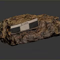 Natural Wood Grain Stone With Rough Surface And 35cm Measurement Tag