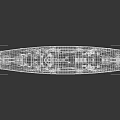Detailed Warship Model With Main Guns Turrets Deck Structure And Hull Design