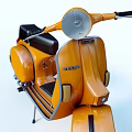 Vintage Yellow Scooter With Classic Design Black Seat And Chrome Details