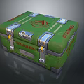 Green Hard Case Storage Box With Metal Buckles Lock And Red Logo Text