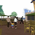 Elegant Modern Sales Office Building With Water Feature Flower Beds And Pedestrians