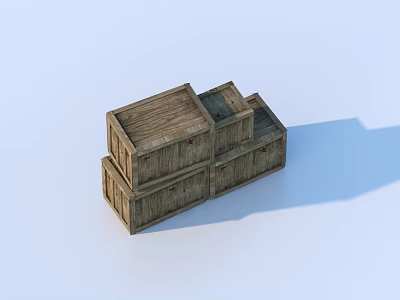 Stacked Wooden Crates Ideal For Household Storage And Organizing Items 3d model