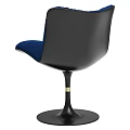 Navy Blue Velvet Padded Accent Chair With Black Round Base And Gold Detail