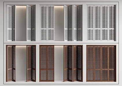 Middle ancient shutter folding door sliding door sliding door 3d model