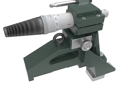 Green Mechanical Precision Tool With White Calibrated Adjustment And Black Knurled Knob 3d model