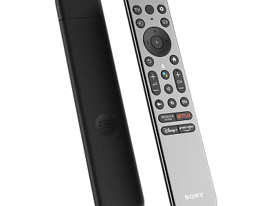 Sony Television Remote Controls With Black And Silver Design And Multiple Buttons 3d model