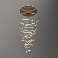 Modern Spiral Chandelier With Golden Layered Rings And Hanging Light Design