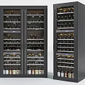 Modern Black Wine Cabinet Design With Multi tiered Shelves And Stored Wine Bottles