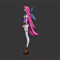 Game And Movie Character With Pink Hair Colorful Wings Purple Pink Outfit Design